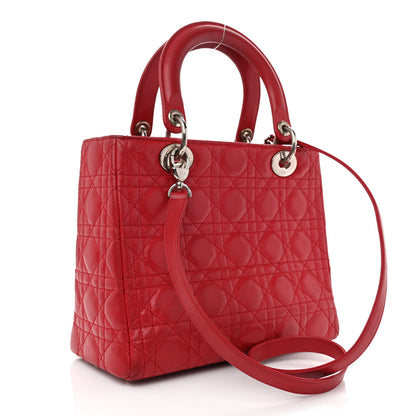 Christian Dior Lambskin Cannage Medium Lady Dior Red 3 of 10