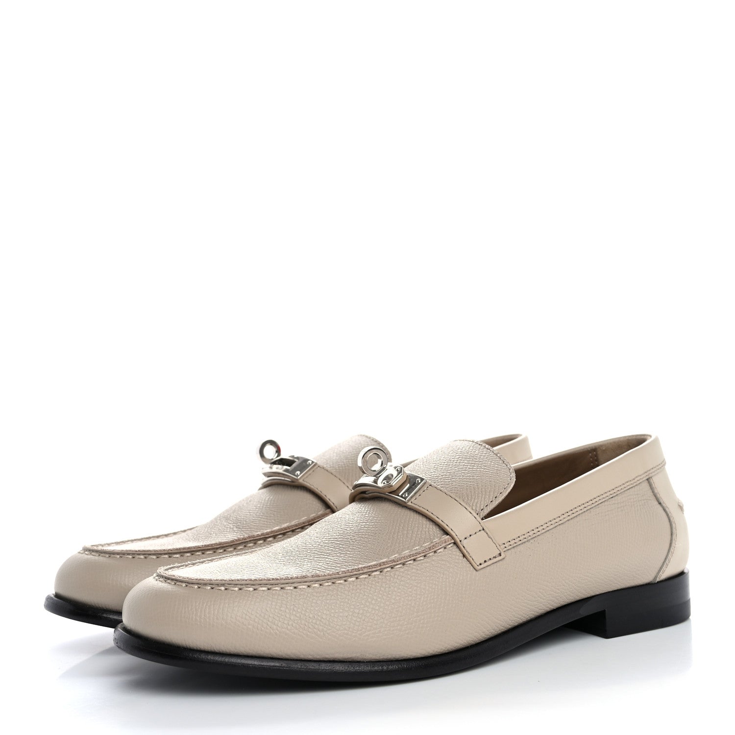 Hermes Epsom Womens Destin Loafer 38.5 Blanc Gomme 4 of 10