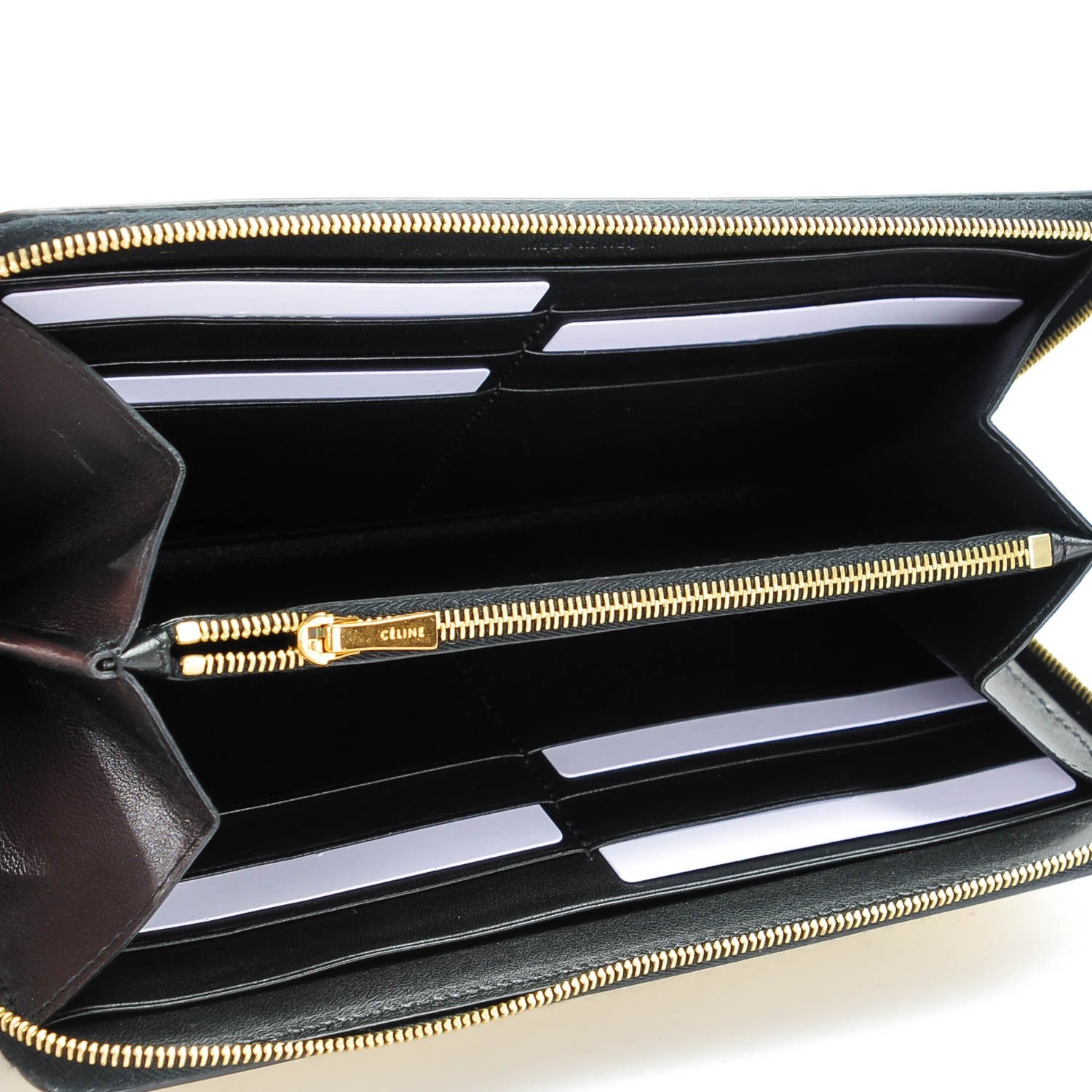 Celine Spazzolato Calfskin Large Zip Around Multifunction Wallet Yellow 5 of 8