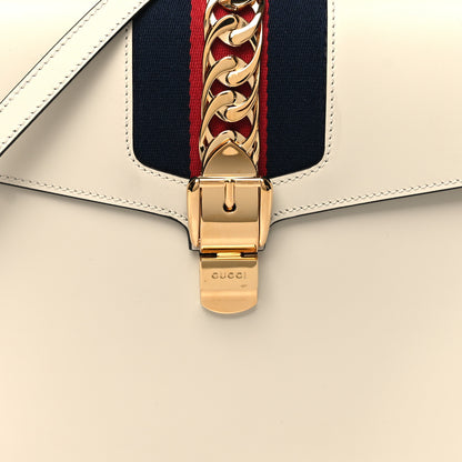 Gucci Calfskin Web Medium Sylvie Top Handle Bag White 8 of 10