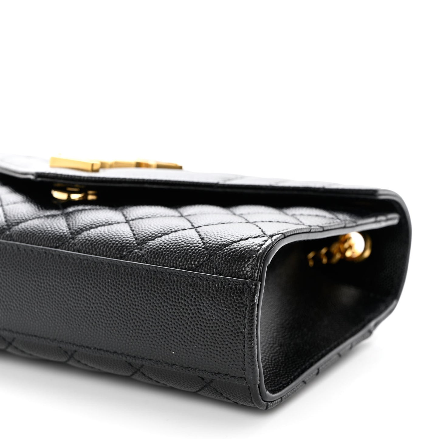 Grain De Poudre Textured Mixed Matelasse Triquilt Small Monogram Satchel Black