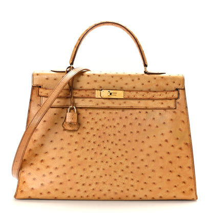 Hermes Ostrich Kelly Sellier 35 Gold 1 of 10