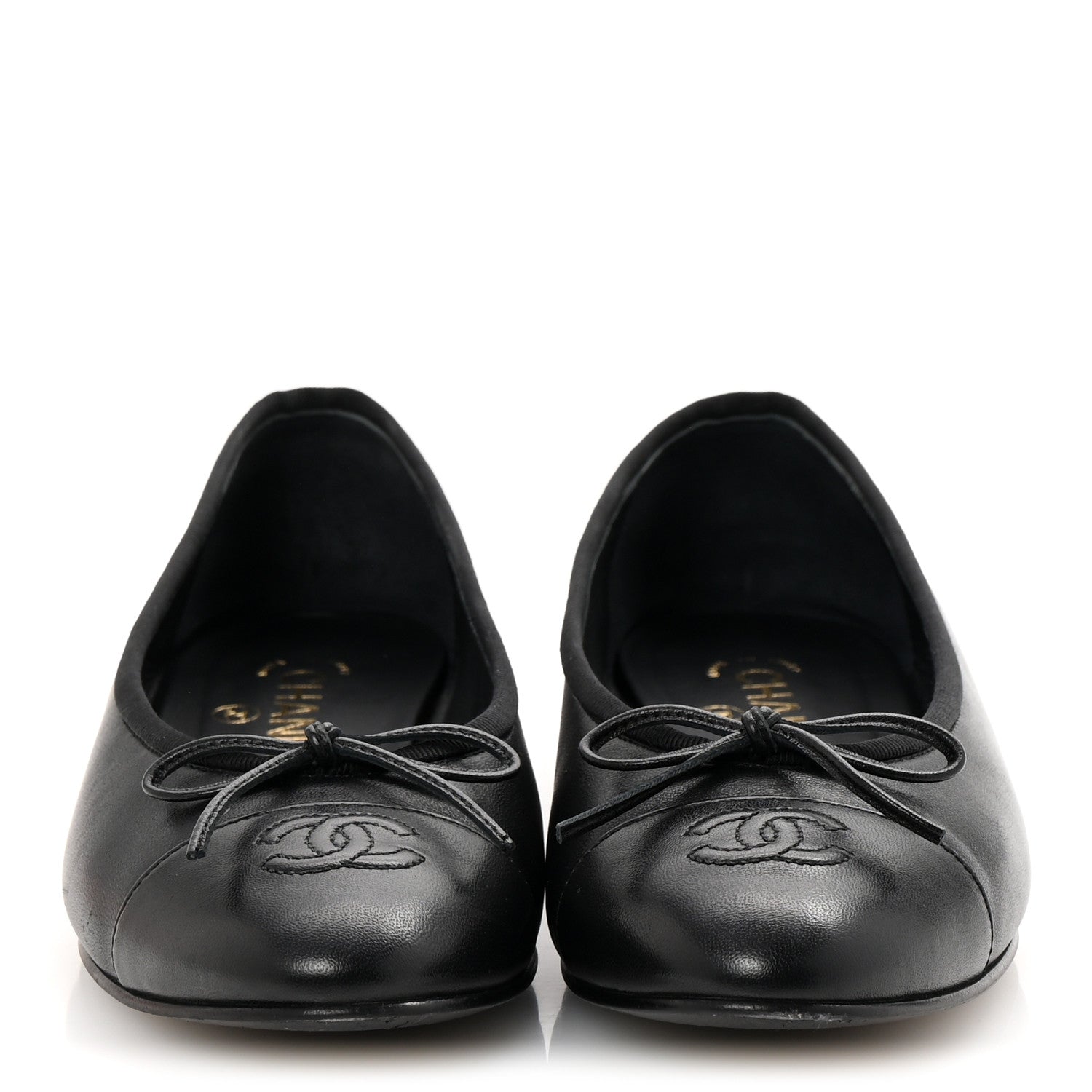 Chanel Lambskin Cap Toe Ballerina Flats 37.5 Black 3 of 11
