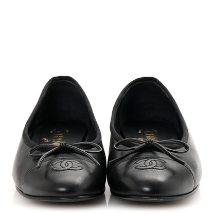 Chanel Lambskin Cap Toe Ballerina Flats 37.5 Black 3 of 11