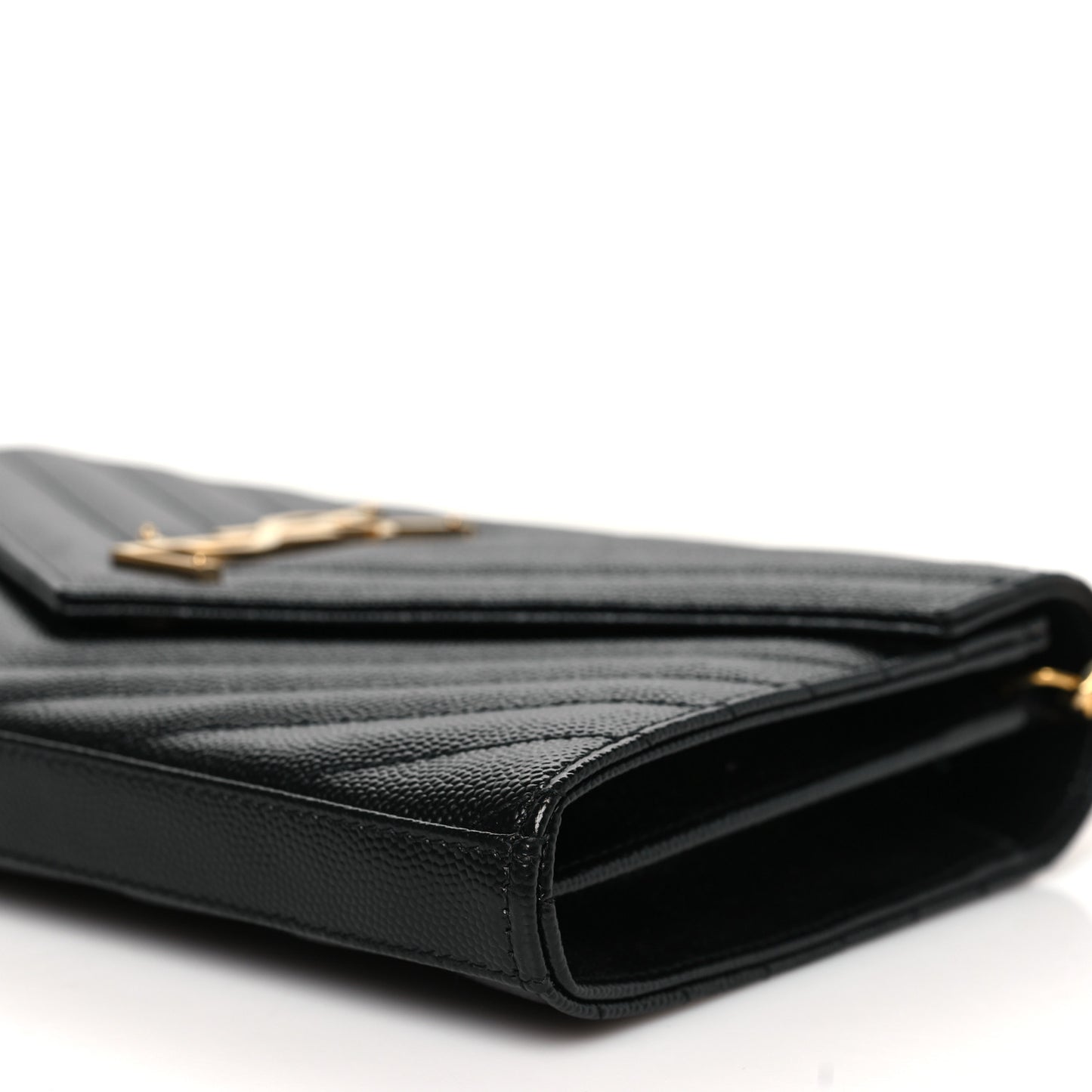 Grain De Poudre Matelasse Chevron Monogram Chain Wallet Black
