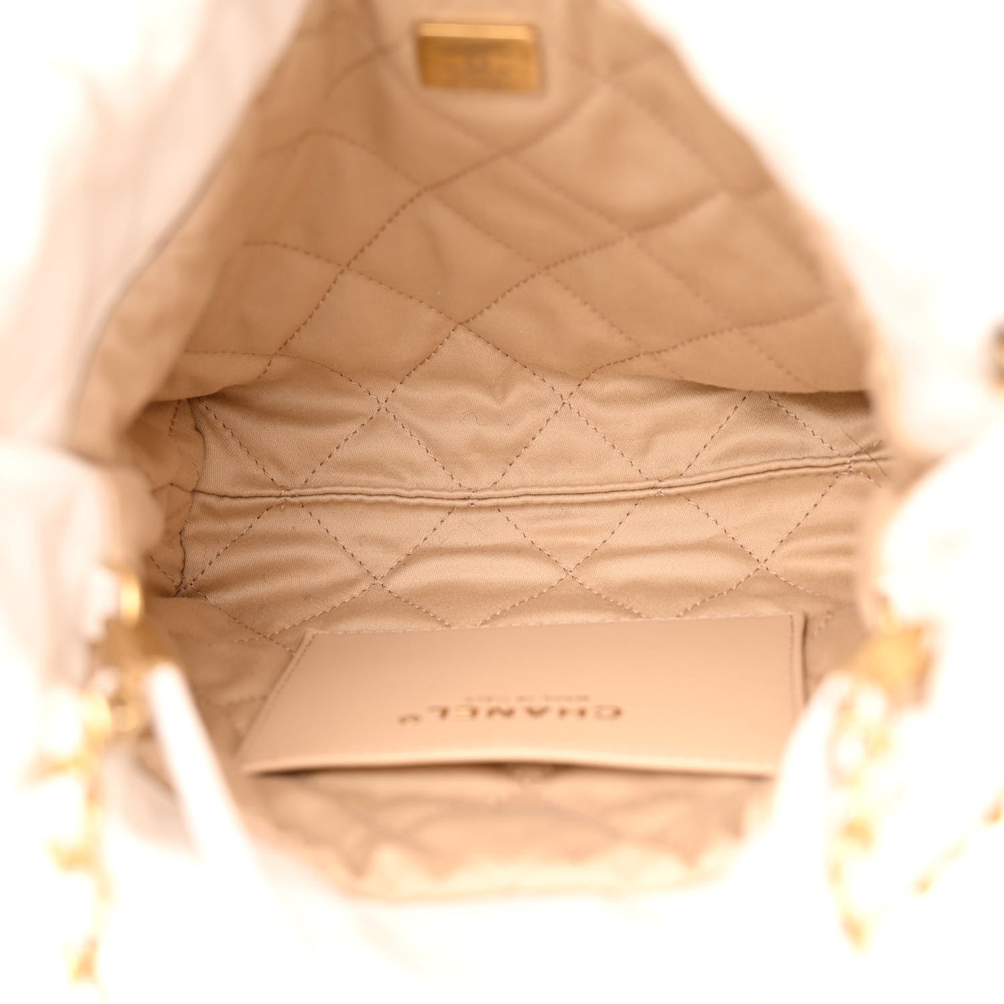 Shiny Calfskin Quilted Mini Chanel 22 White