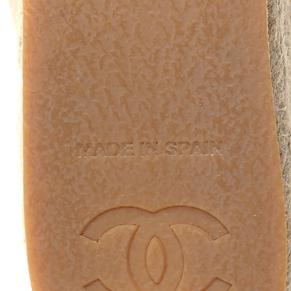 Chanel Lambskin Suede CC Espadrille Wedges 40 Beige Black 7 of 8
