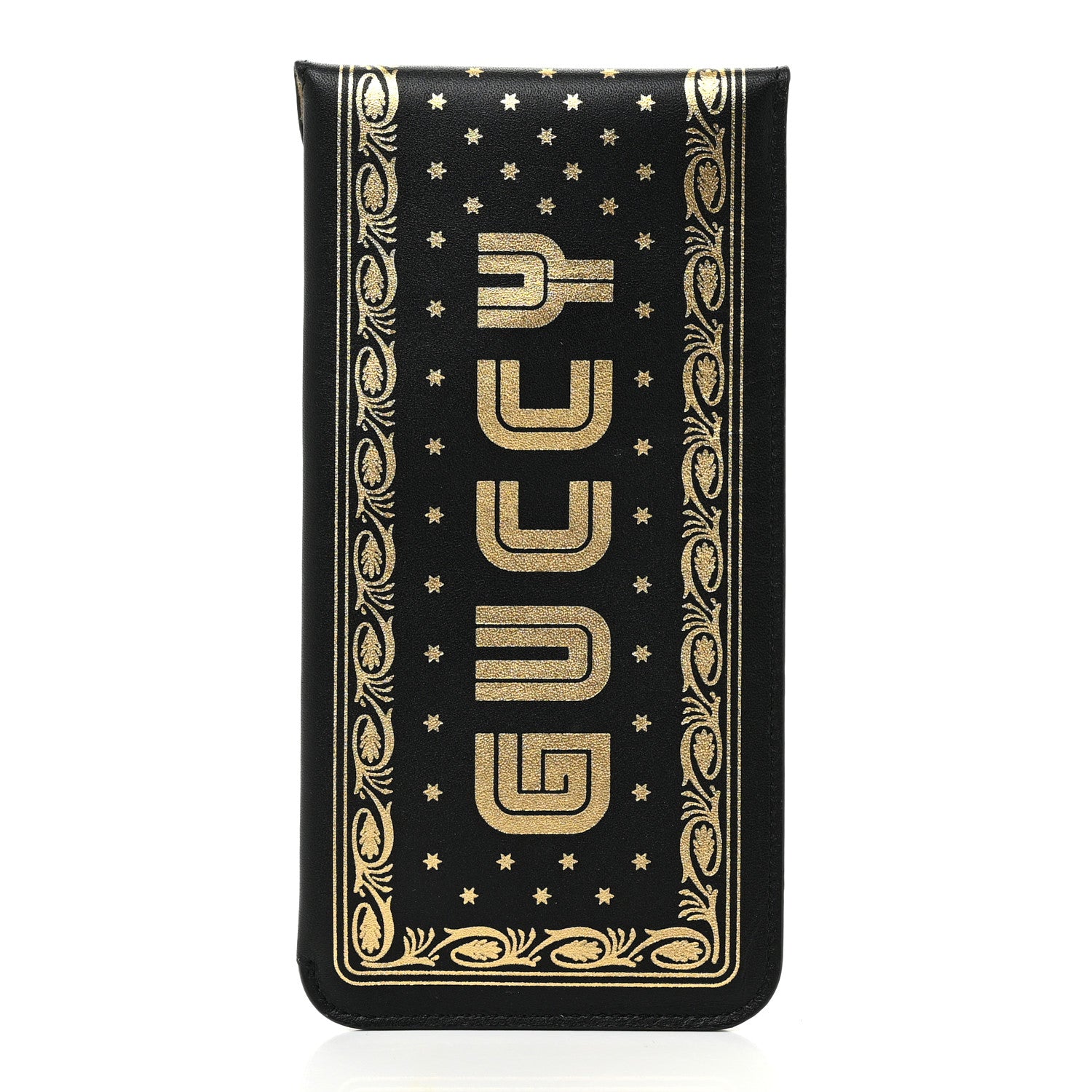Gucci X SEGA Calfskin GUCCY Stars Sunglasses Case Black Gold 2 of 8