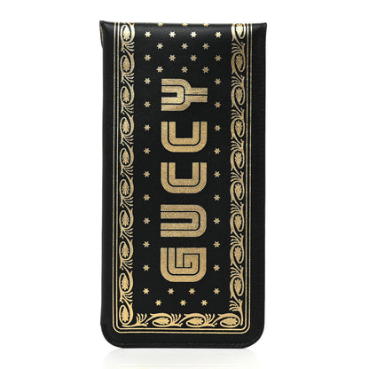 Gucci X SEGA Calfskin GUCCY Stars Sunglasses Case Black Gold 2 of 8