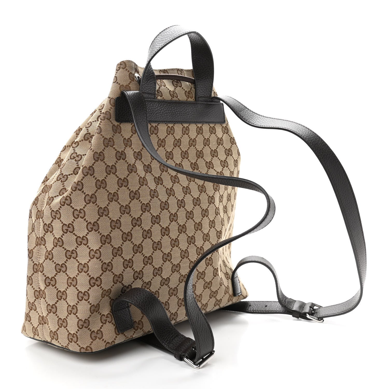 Gucci Monogram Dollar Calfskin O Drawstring Backpack Beige Ebony Testa di Moro Dark Chocolate 3 of 12