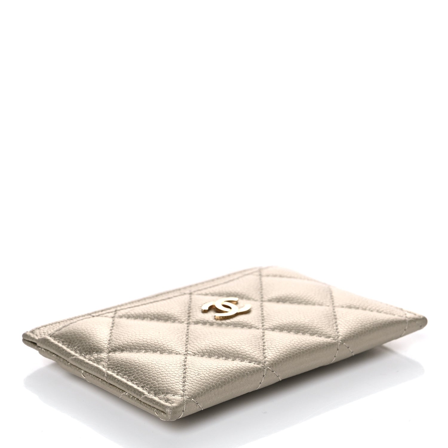 Chanel Metallic Caviar Quilted Card Holder Light Gold 4 of 8