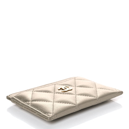 Chanel Metallic Caviar Quilted Card Holder Light Gold 4 of 8