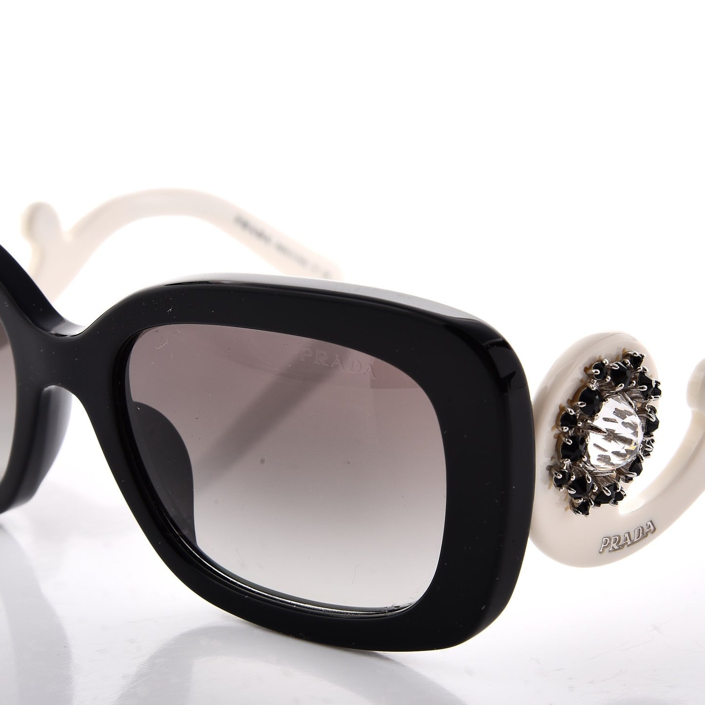 Crystal Ornate Square Baroque Sunglasses White Black