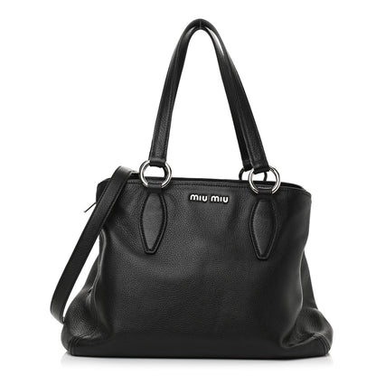 Miu Miu Vitello Phenix Shopping Tote Black 1 of 7