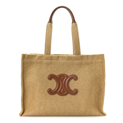 Celine Canvas Calfskin Triomphe Large Cabas Thais Natural Tan 1 of 10