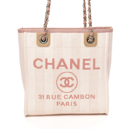 Chanel Mixed Fibers Calfskin Striped Mini Deauville Tote Pink 9 of 10