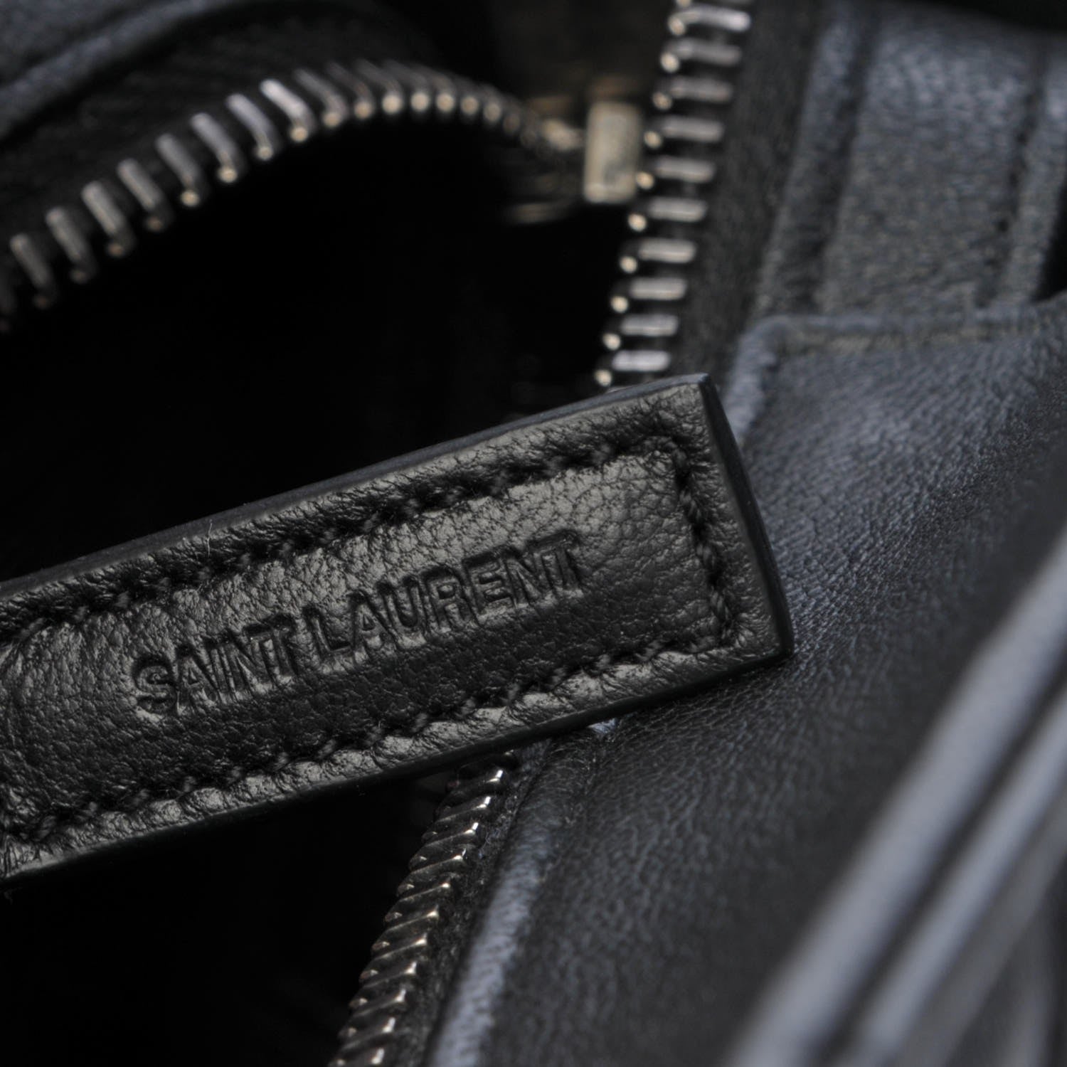Saint Laurent Sheepskin Matelasse Chevron Large Monogram Shopping Bag Black 8 of 14