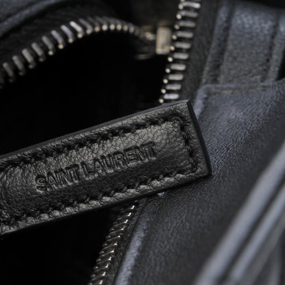 Saint Laurent Sheepskin Matelasse Chevron Large Monogram Shopping Bag Black 8 of 14