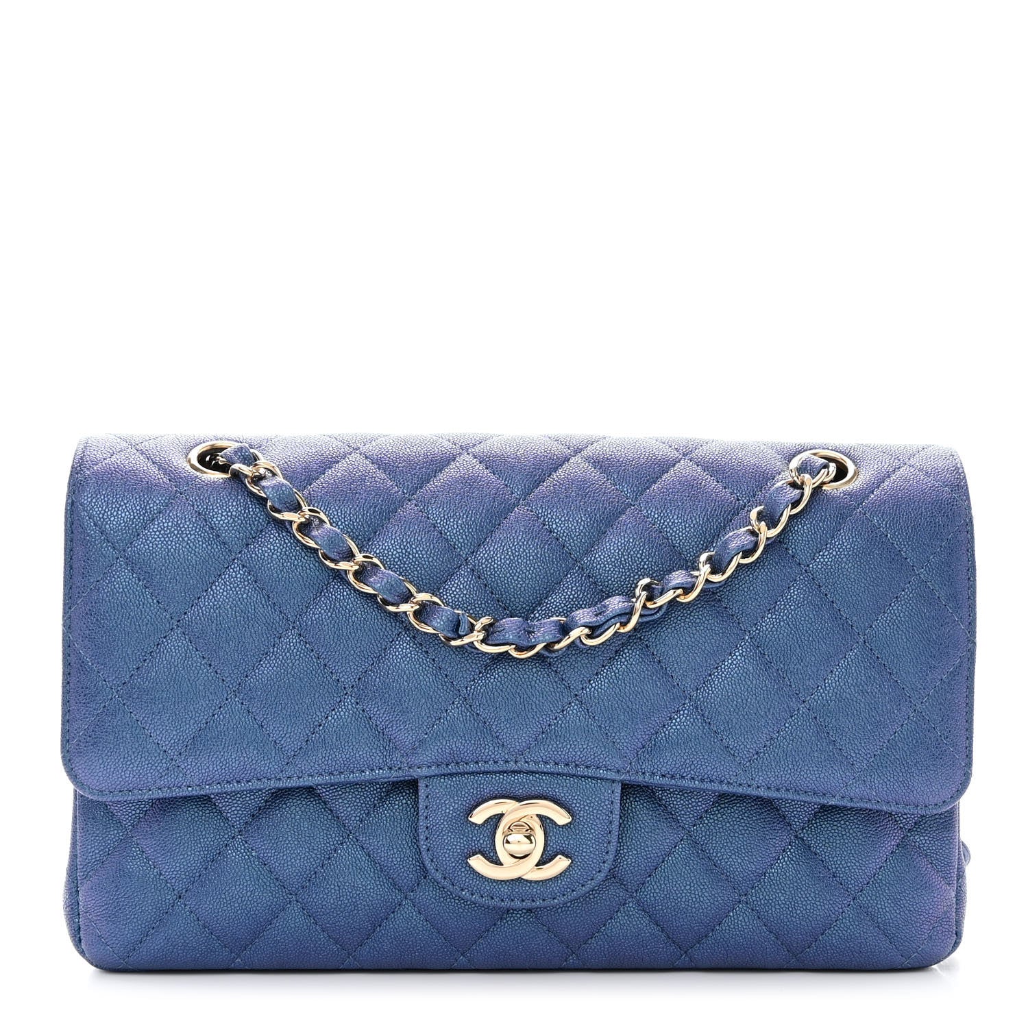 Chanel Iridescent Caviar Quilted Medium Double Flap Dark Blue 1 of 10
