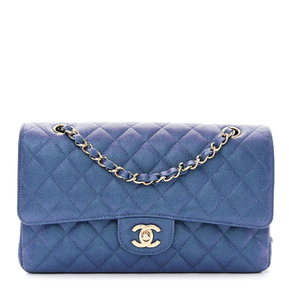 Chanel Iridescent Caviar Quilted Medium Double Flap Dark Blue 1 of 10