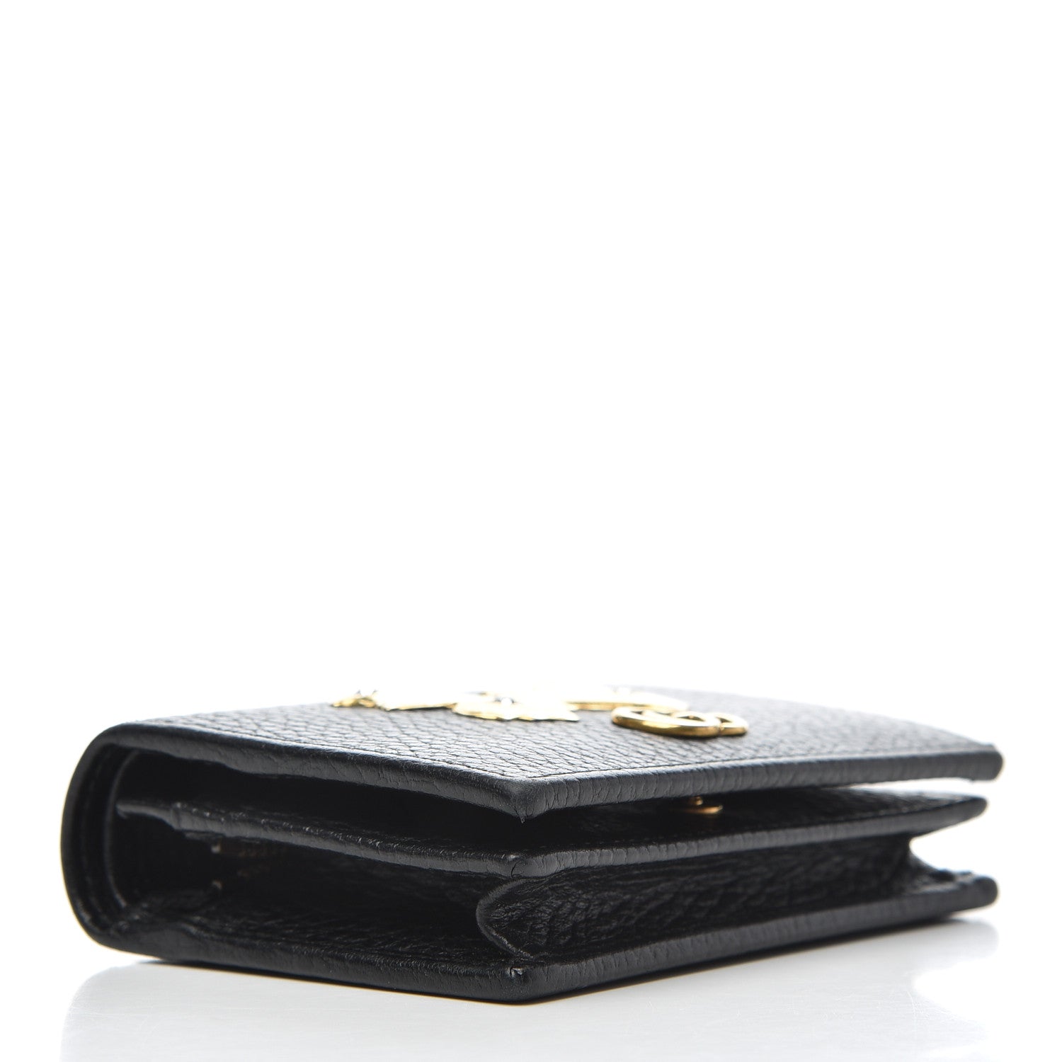 Gucci Pebbled Calfskin Butterfly Card Case Black 4 of 11