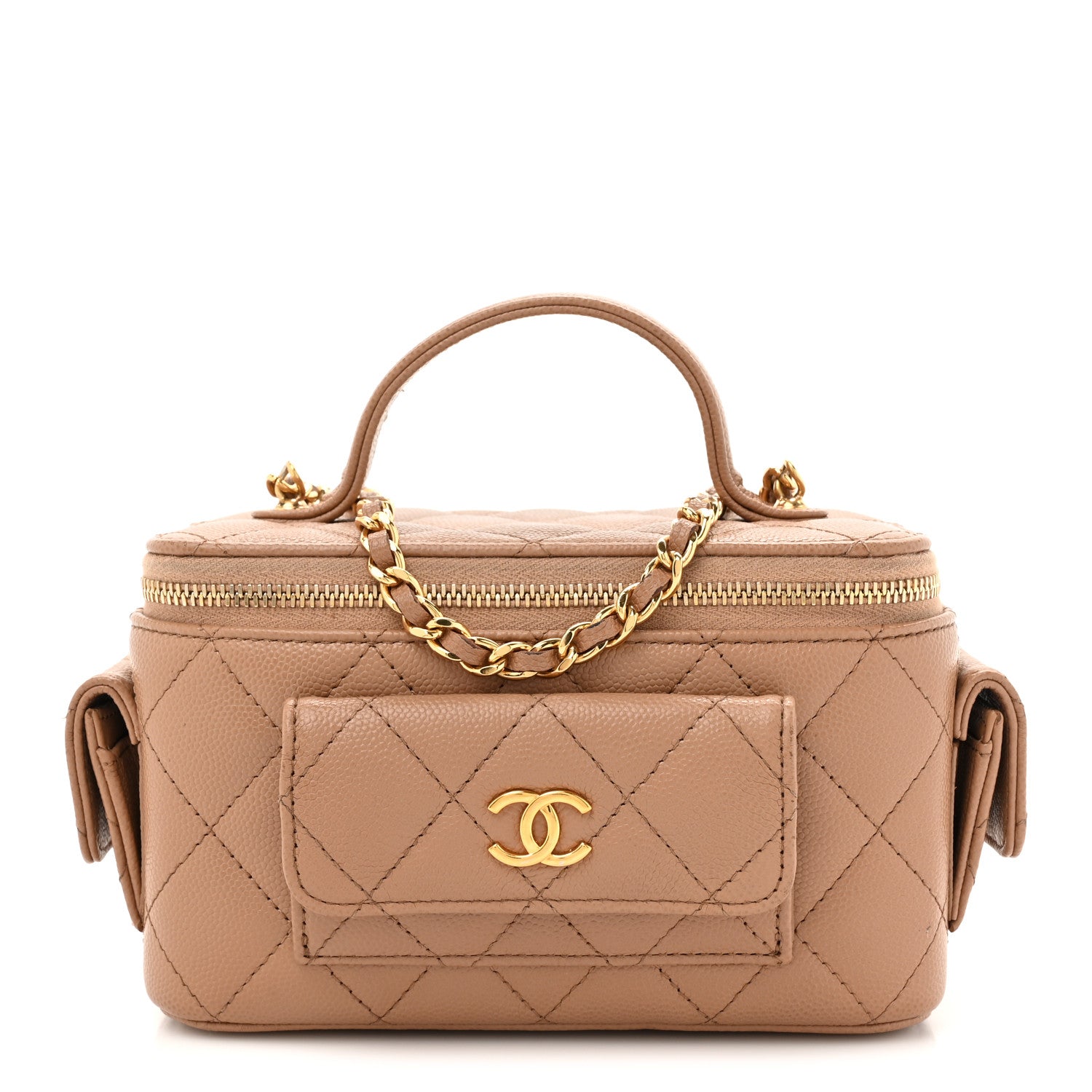 Chanel Caviar Quilted Polly Pocket East West Top Vanity With Chain Brown 1 of 11