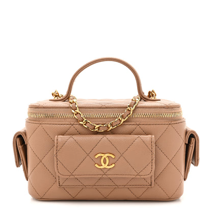 Chanel Caviar Quilted Polly Pocket East West Top Vanity With Chain Brown 1 of 11