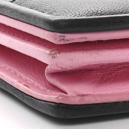 Christian Dior Lambskin Cannage Bi-Color Small Lady Dior Flap Card Holder Black Pink 10 of 11