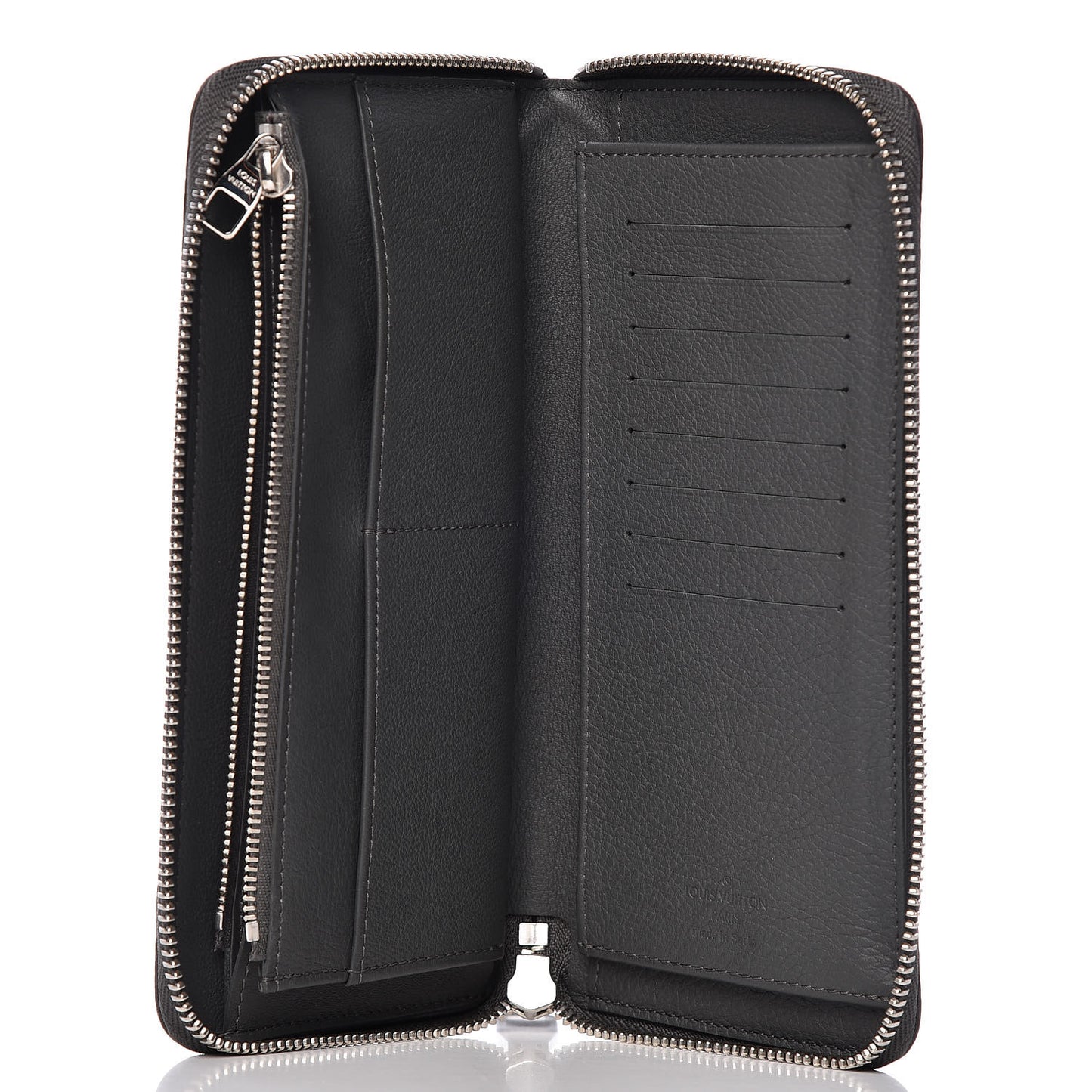 Taurillon Vertical Zippy Wallet Charcoal