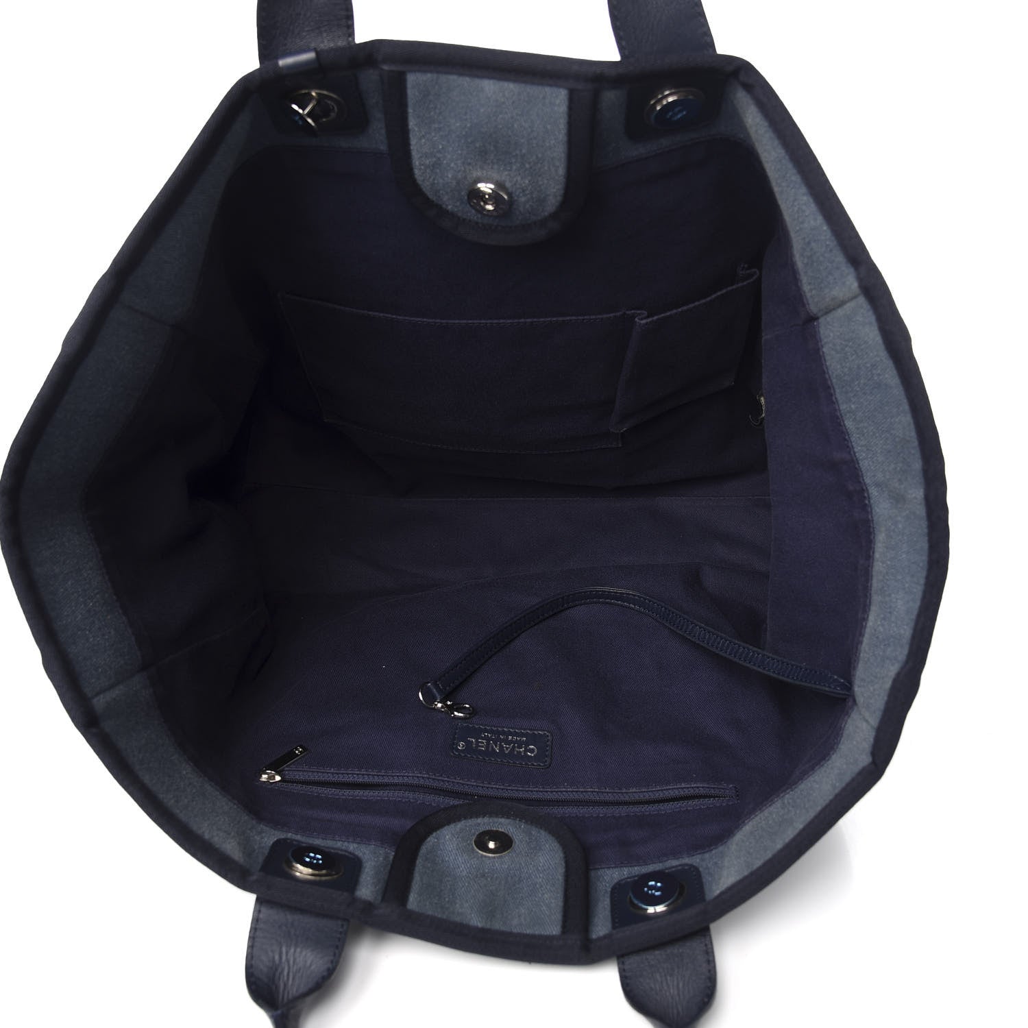 Chanel Canvas Sequin Large Deauville Tote Navy 4 of 9