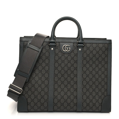 Gucci GG Supreme Monogram Textured Dollar Calfskin Large Ophidia Tote Bag Grey Black Graphite Grey 1 of 10