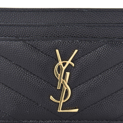 Saint Laurent Grain De Poudre Matelasse Chevron Monogram Credit Card Case Black 8 of 8