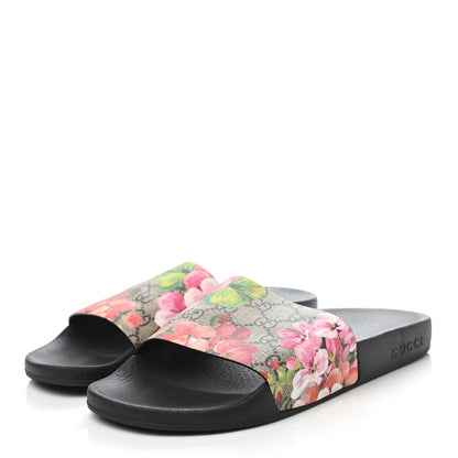 Gucci GG Supreme Monogram Blooms Slide Sandals 40 Beige Multicolor 3 of 7