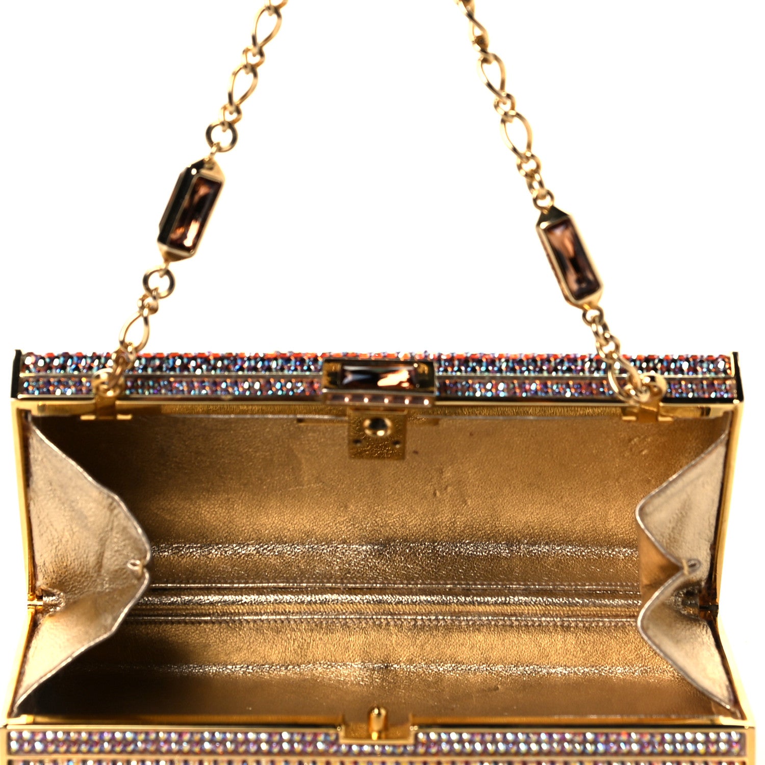 Judith Leiber Swarovski Crystal Minaudiere Clutch Gold Multicolor 4 of 10
