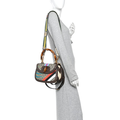 Gucci GG Supreme Monogram Studded Calfskin 100 Centennial Geometric Medium Bamboo 1947 Top Handle Bag Beige Ebony Multicolor 2 of 10