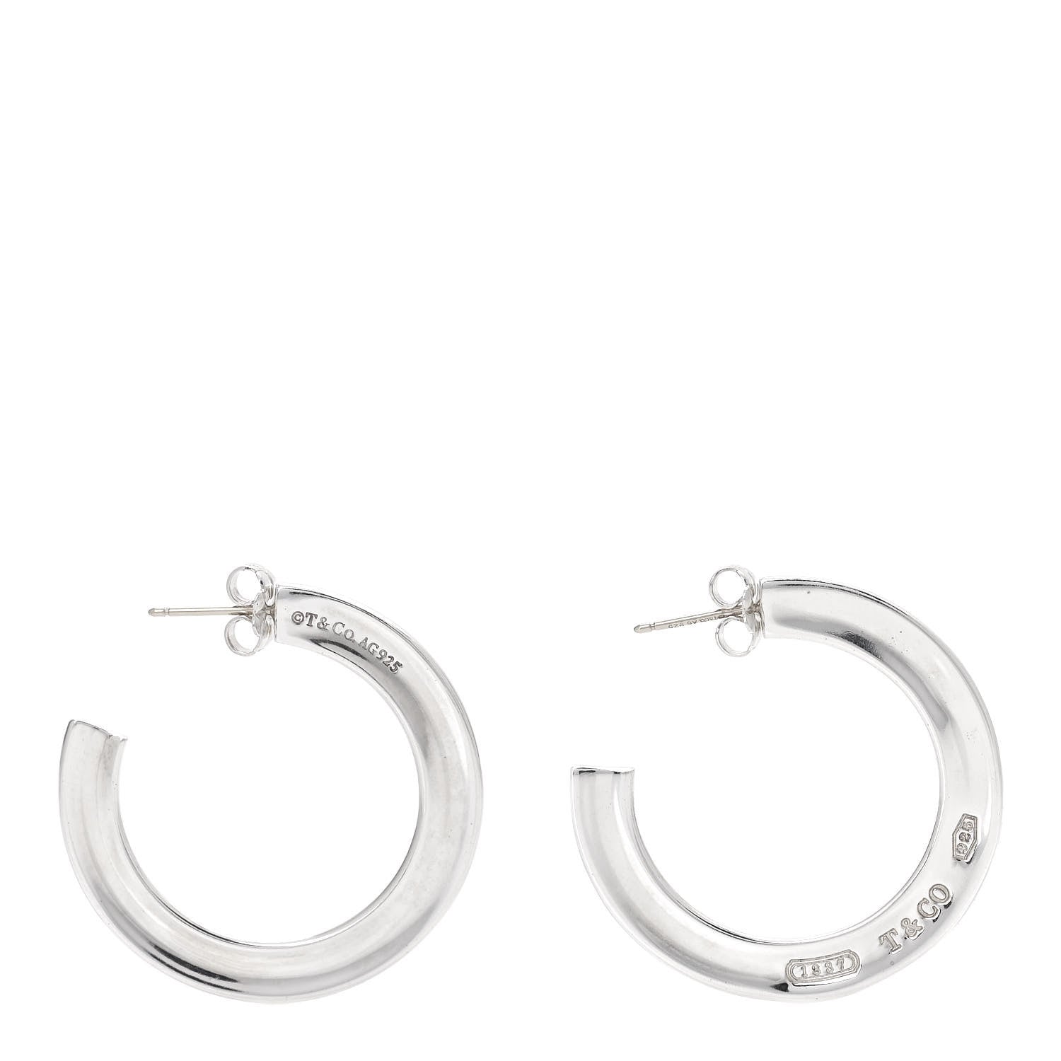 Tiffany Sterling Silver 1837 Flat Hoop Earrings 2 of 5