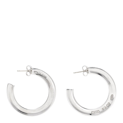 Tiffany Sterling Silver 1837 Flat Hoop Earrings 2 of 5
