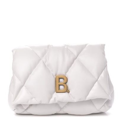 Balenciaga Nappa Calfskin Quilted Touch B Puffy Clutch White 1 of 9