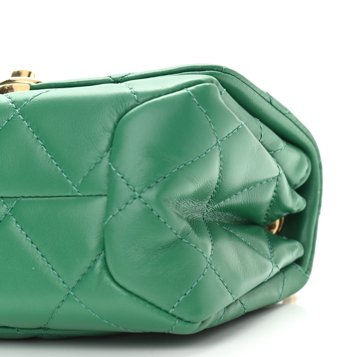 Lambskin Quilted Mini Color Match Flap Green