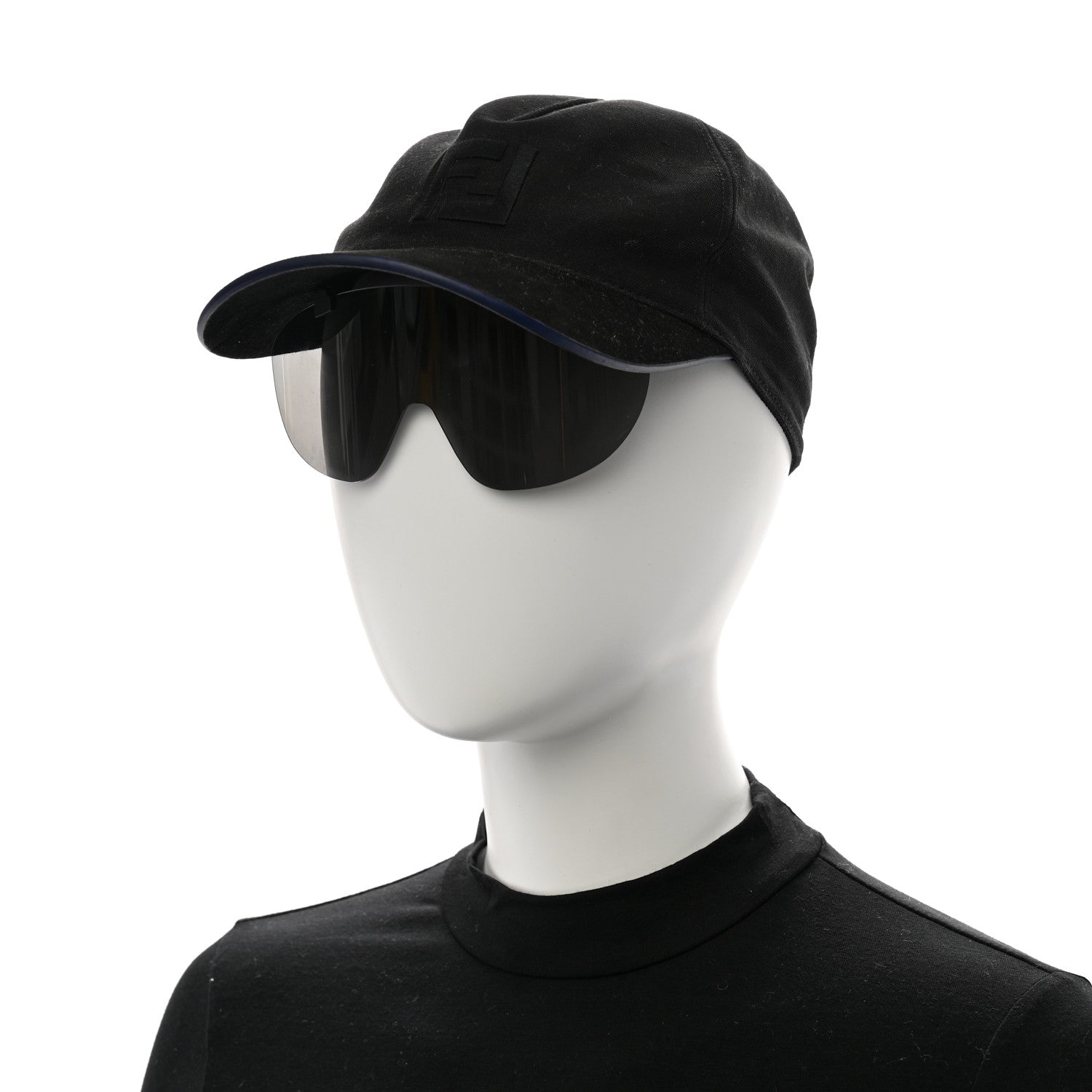 Fendi Cotton Suede Eyecap Shield Sunglasses With Baseball Cap Black 2 of 10