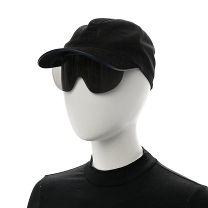 Fendi Cotton Suede Eyecap Shield Sunglasses With Baseball Cap Black 2 of 10