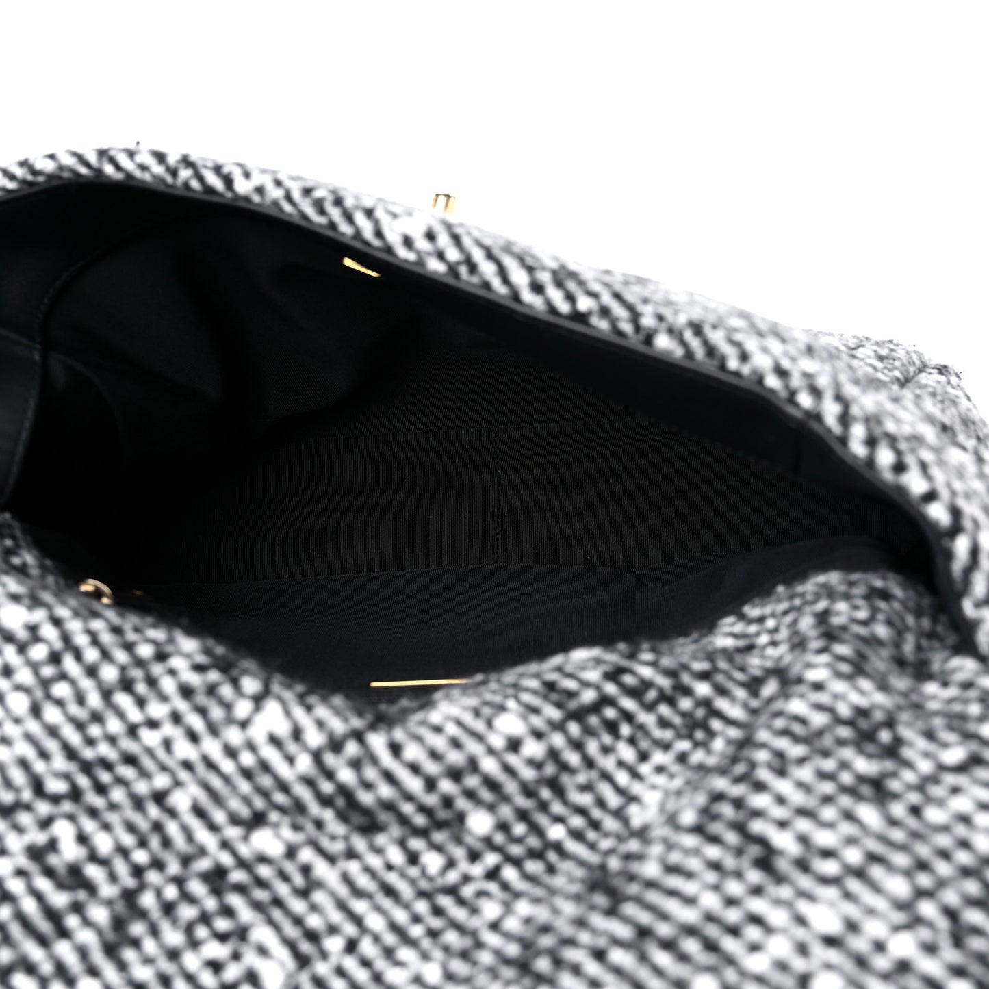 Tweed Quilted Large Chanel 19 Flap Black White