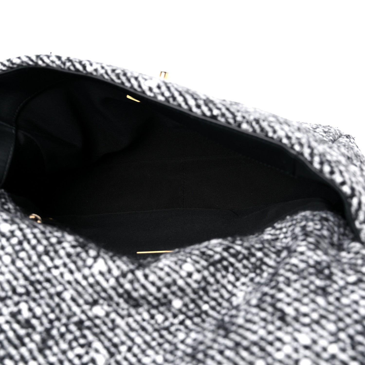 Chanel Tweed Quilted Large Chanel 19 Flap Black White 5 of 9