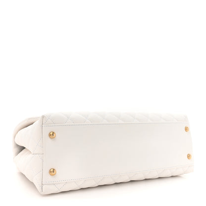 Chanel Caviar Lizard Quilted Medium Coco Handle Flap Ivory 3 of 9