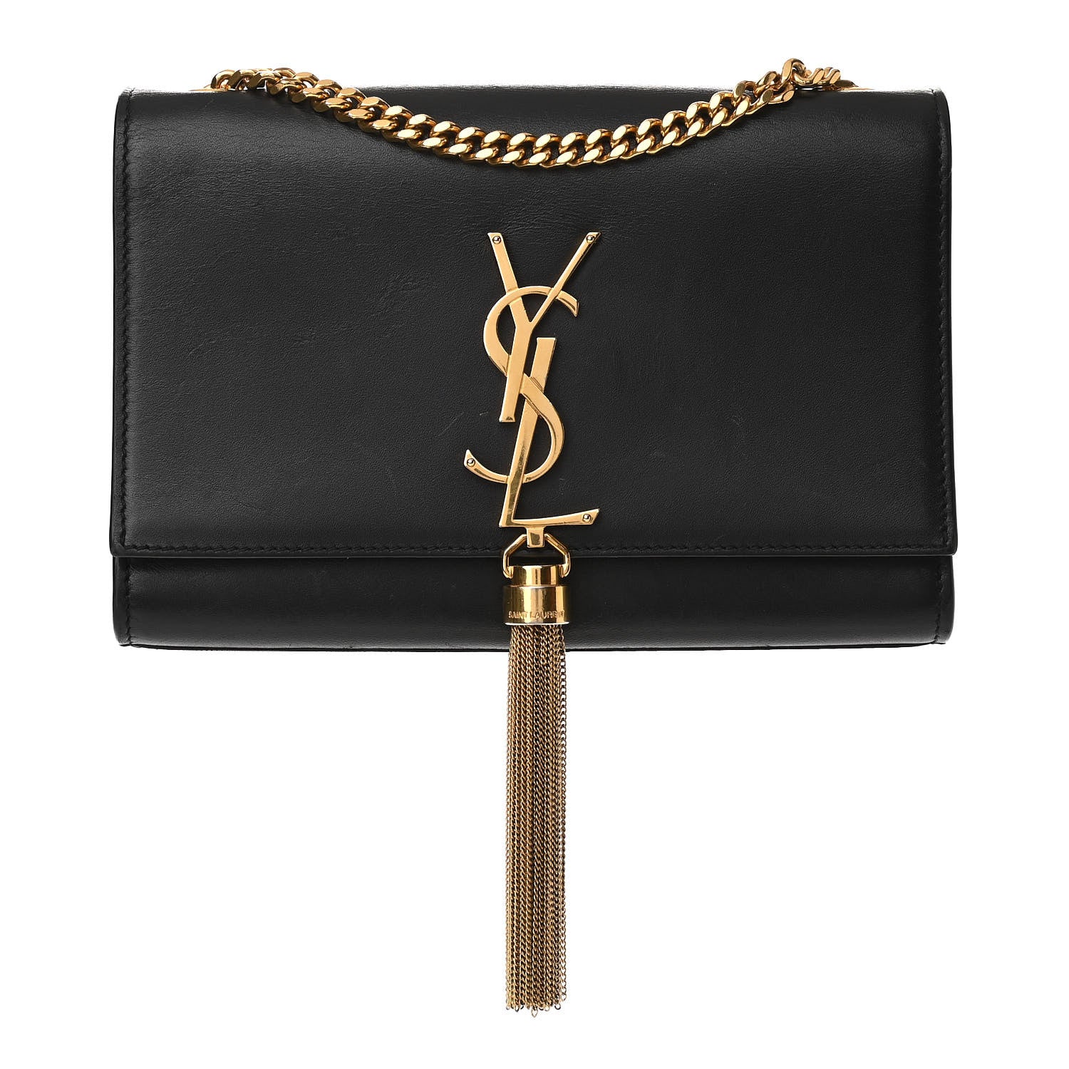 Saint Laurent Smooth Calfskin Small Classic Monogram Kate Tassel Satchel Black 1 of 9