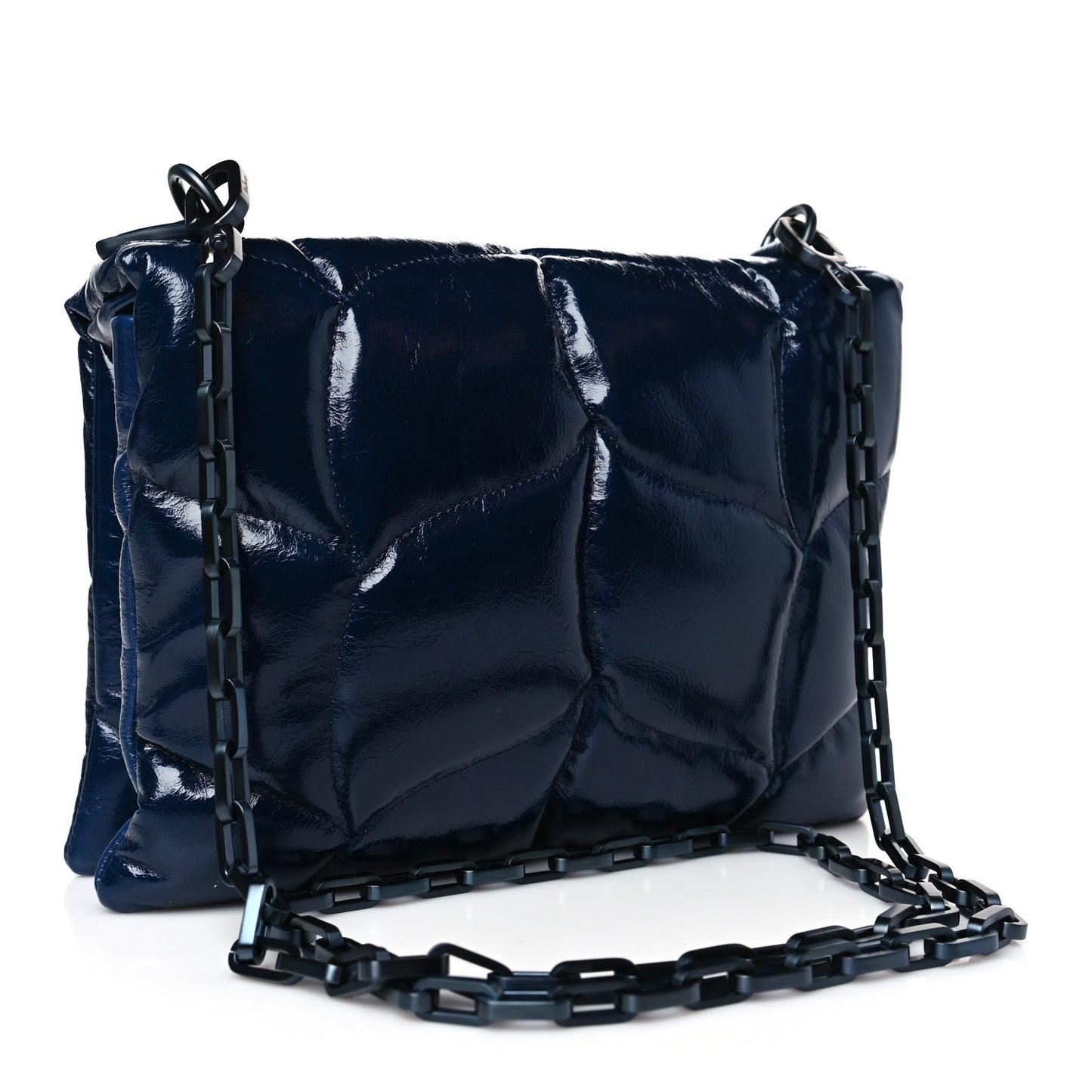 Smooth Glossy Nappa Pillow Quilted Little Softie Bag Sapphire