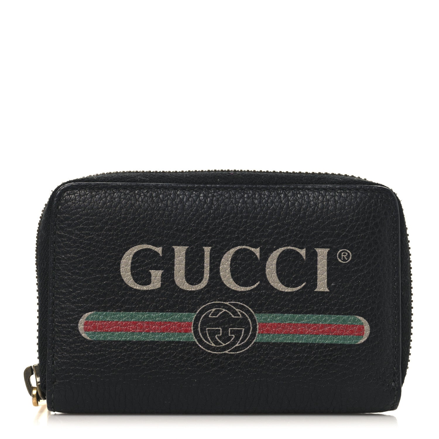 Gucci Calfskin Logo Zip Around Card Case Black 1 of 10