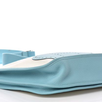 Hermes Toile Taurillon Clemence Evelyne III PM Bleu Atoll 6 of 11