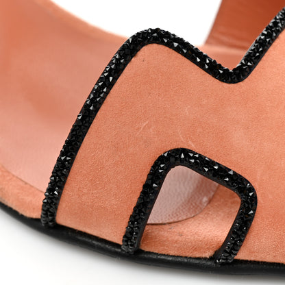 Hermes Suede Goatskin Crystal Premiere 70 Sandals 41 Rose Bubinga Black 8 of 10