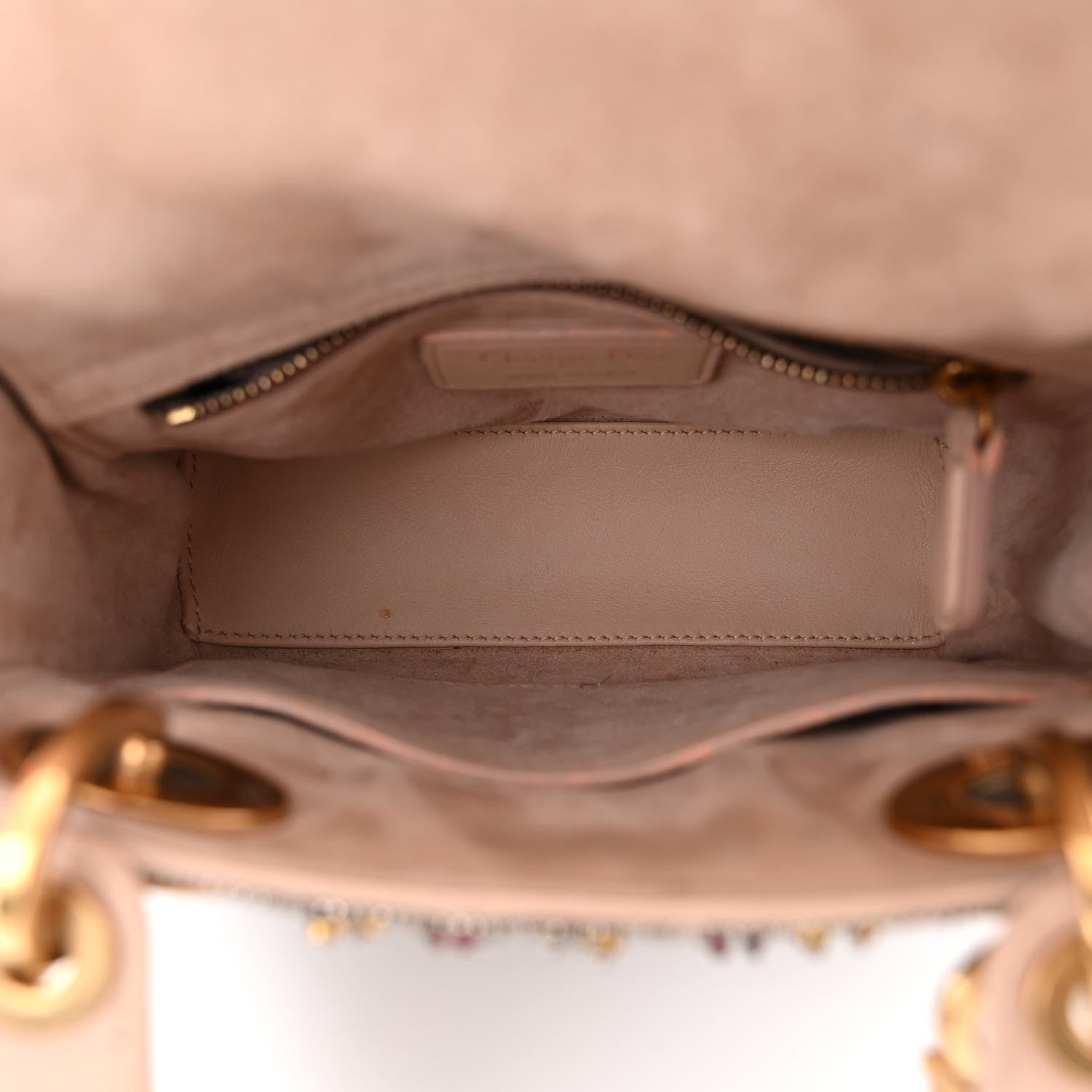 Christian Dior Calfskin Beaded Mini Lady Dior Beige Multicolor 5 of 12